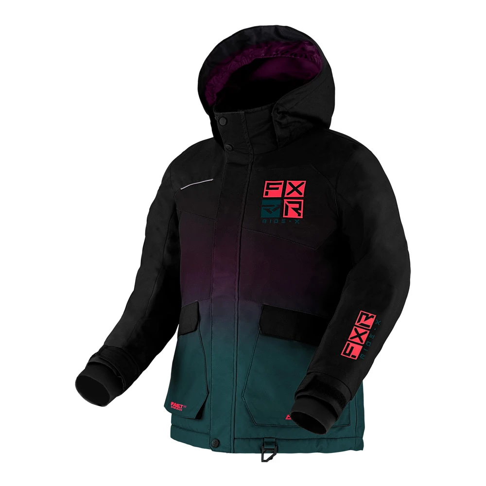 Детская куртка FXR Kicker с утеплителем Plum/Ocean Fade/Black, 16, 220449-8248-16