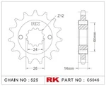 C5046-17 RK CHAINS Звезда 17 зубьев для цепи 525 для мотоцикла Honda JTF1372, JTF137217, JTF1372.17, JTF1372-17