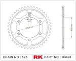 A5898-45 RK CHAINS Звезда 45 зубьев для цепи 525 для мотоцикла ведомая, алюминиевая Yamaha, Suzuki