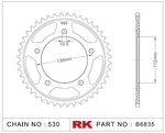 B6835-48 RK CHAINS Звезда 48 зубьев для цепи 530 для мотоцикла ведомая Yamaha JTR1871, JTR187148, JTR1871.48, JTR1871-48