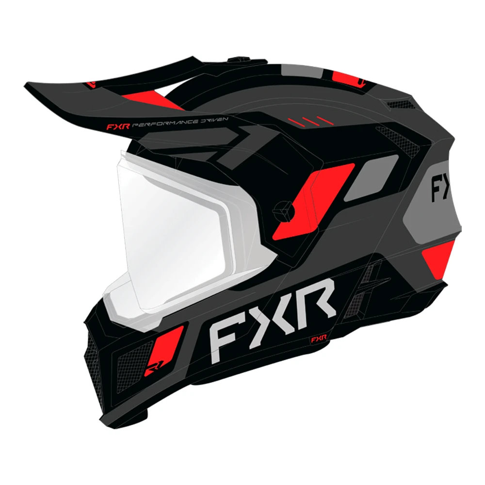 Шлем FXR Clutch w/ E Shield с подогревом Black/Red, M, 260670-1020-10
