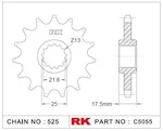 C5055-15 RK CHAINS Звезда 15 зубьев для цепи 525 для мотоцикла ведущая Honda JTF297, JTF29715, JTF297.15, JTF297-15