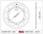 A4001-50 RK CHAINS Звезда 50 зубьев для цепи 520 для мотоцикла ведомая Yamaha JTA251, JTA25150, JTA251.50, JTA251-50