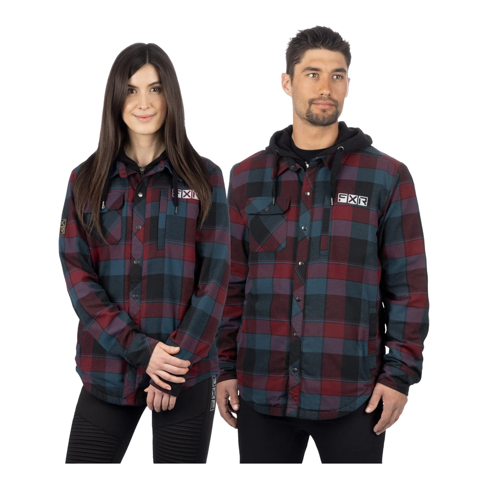 Куртка FXR Timber Flannel с утеплителем Drk Stl/Merlot, L, 231117-0327-13