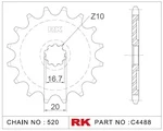 C4488-13 RK CHAINS Звезда 13 зубьев для цепи 520 для мотоцикла ведущая Kawasaki, Honda JTF430, JTF43013, JTF430.13, JTF430-13