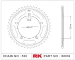 B6839-40 RK CHAINS Звезда 40 зубьев для цепи 530 для мотоцикла ведомая  Suzuki, Triumph JTR1800, JTR180040, JTR1800.40, JTR1800-40