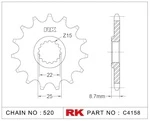 C4158-13 RK CHAINS Звезда 13 зубьев для цепи 520 для мотоцикла ведущая KTM JTF1901, JTF190113, JTF1901.13, JTF1901-13