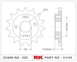 C4165-14 RK CHAINS Звезда 14 зубьев для цепи 520 для мотоцикла ведущая Kawasaki, Honda JTF1307, JTF130714, JTF1307.14, JTF1307-14