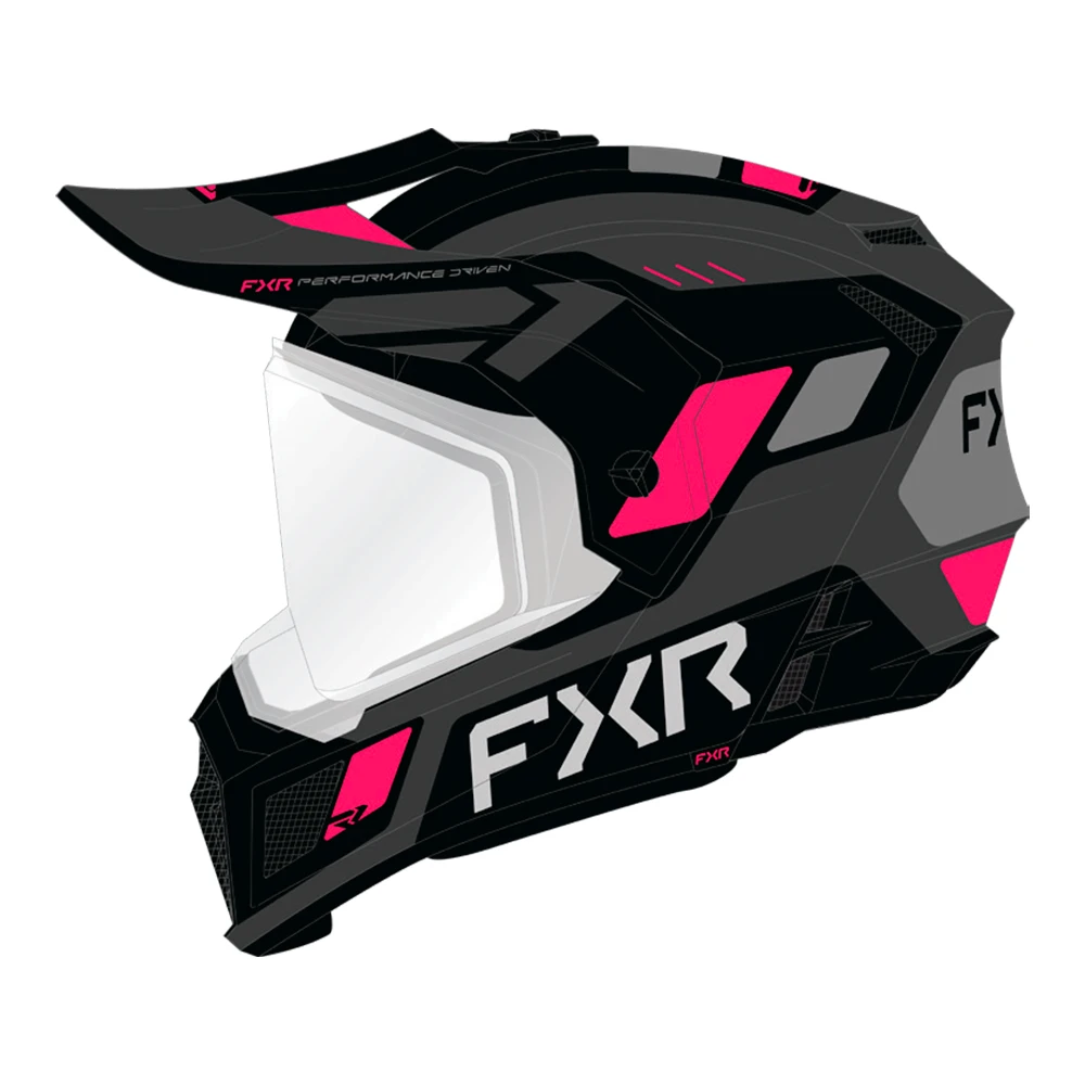 Шлем FXR Clutch w/ E Shield с подогревом Black/Razz, S, 260670-1028-07