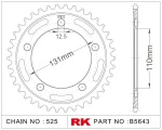 B5643-44 RK CHAINS Звезда 44 зубьев для цепи 525 для мотоцикла ведомая BMW JTR7, JTR744, JTR7.44, JTR7-44