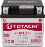 90005 TOTACHI Аккумулятор AGM 12В 5 АЧ Стартерный Герметичный Для Мототехники YTX5L-BS